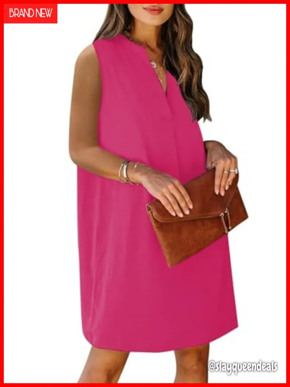 Women's Sleeveless V-Neck Swing Dress Casual Short Dress